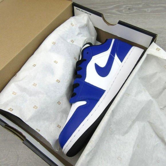 Air Jordan 1 Low GS Size 7Y White Hyper Royal Black Shoes NEW - Picture 12 of 14